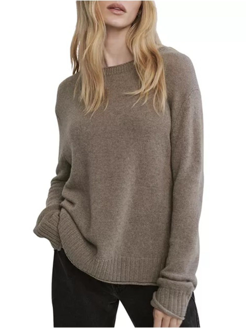 Jenni Kayne Everyday Sweater Taupe Wool Cashmere Blend Crewneck Pullover XS